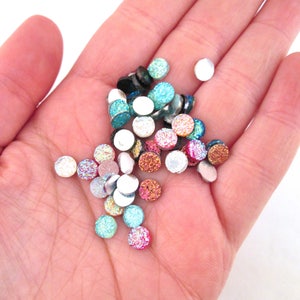 Multicolor 6mm Resin Druzy Cabochons, Pick Your Amount, H23