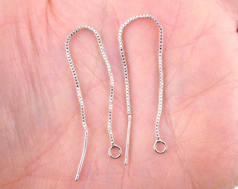 Silver Plated Ear Threads, Threader Earrings, Box Chain Earrings A234