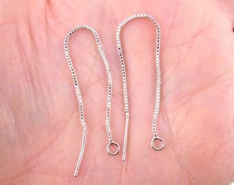 Silver Plated Ear Threads, Threader Earrings, Box Chain Jewelry Ear-ring Findings A234