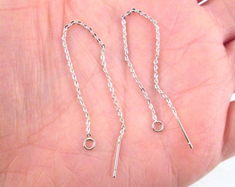 Silver Plated Ear Threads, Threader Earrings, Chain Earrings A235