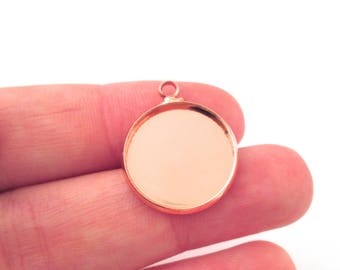 Rose Gold Plated 16mm bezel settings with or without matching glass cabs, L253