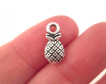 20 Silver Plated Pineapple Charms A366