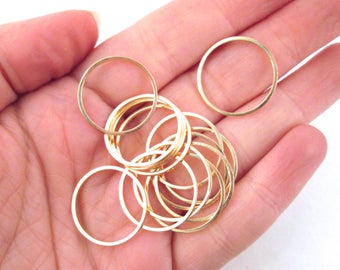 15 Light Gold Plated 20mm Circle Connectors, Round Linking Ring Pendant Charms, F203