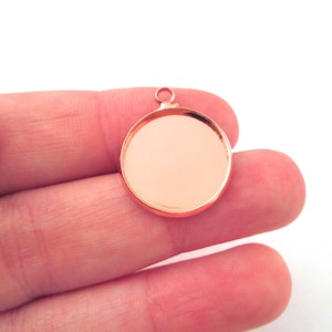 Rose Gold Plated 16mm bezel settings with or without matching glass cabs, L253