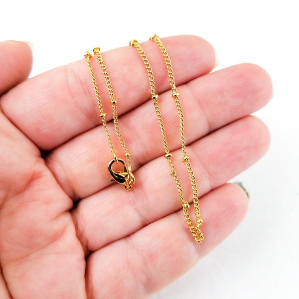 16 Inch Decorative Golden Color Brass Finished Chains, Ball Bead Curb Chain L420