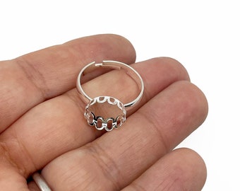 10mm Silver Plated Bezel Ring Adjustable, Pick Your Amount, A280