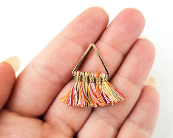 4 Multicolor Triangle Tassel Pendant, Geometric Thread Charm, L202