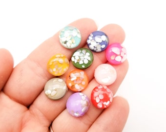 Twenty 12mm Assorted Resin Fake Gemstone  Mother of Pearl Cabochons, mixed color cabs H502