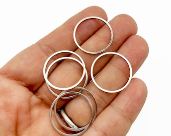 20 Platinum Tone 20mm Open Circle Connectors, Round Linking Ring Pendant Charms, F190