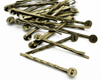 25 Pieces Brass plated  8mm bobby pins,  52mm long, C126