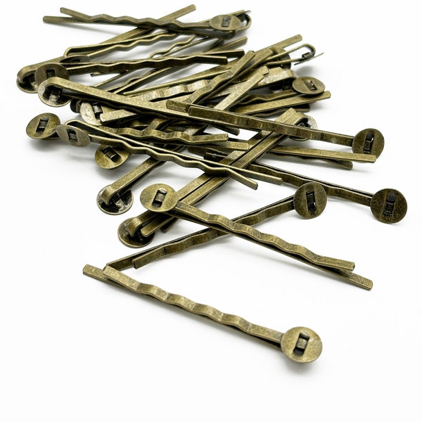 25 Pieces Brass plated  8mm bobby pins,  52mm long, C126