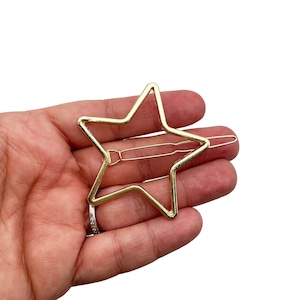 Two Large Gold Tone Star Har Clip Blanks,  Uv Resin Hollow Star Hair Pin Barrettes,  F196