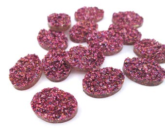 10 cabochons Druzy en résine magenta, 13 x 18 mm ovales Druzy cabochons, H120