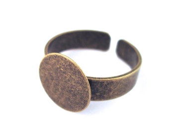 12mm brass ring blank with an open back adjustable cuff ring band, A368
