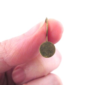 8mm flat pad round brass earring blank hooks, bronze ear ring blank findings pick your amount, C27