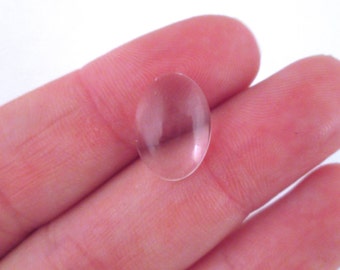 10 10x14mm oval glass cabochons, crystal clear magnifying cabs