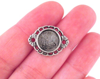 10 10mm Silver Round Connector Charms, B211