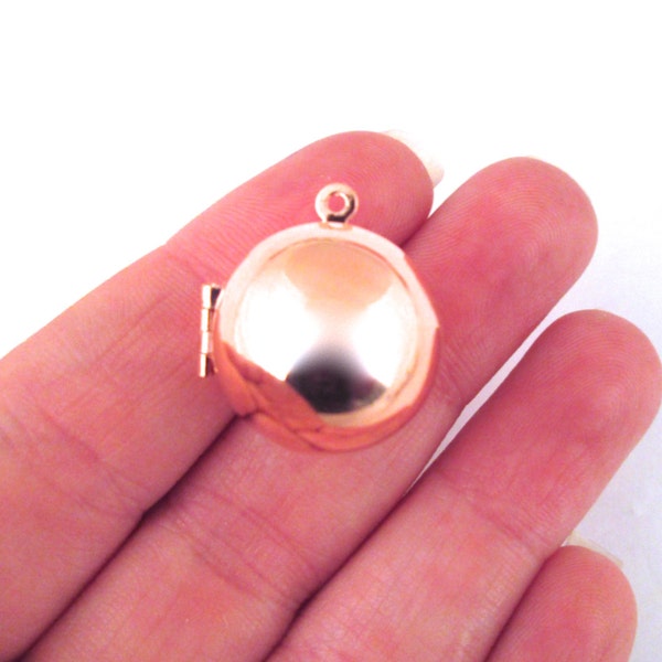 Rose Gold Ball Locket, Ball Charms, Ball Pendant 18mm, Pick Your Amount, D65