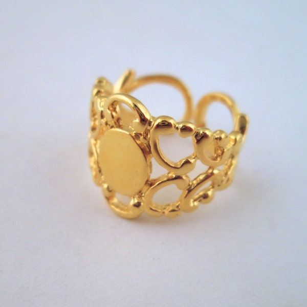 Gold Plated Filigree Rings, 6x8mm, pick your amount, A174