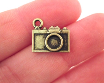 Brass Camera Pendant Charms 12x14mm, Pick Your Amount, D92