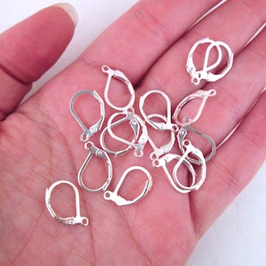 10 pair Silver Plated Leverback Earring Hooks, C95