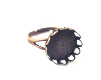 12mm Brass Bezel Ring Adjustable, Pick Your Amount, A64