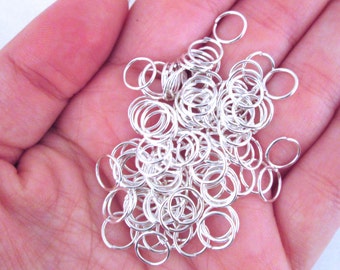 7mm Silver Plated Jump Rings, 10 grams (150+ pieces), C234