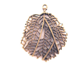 Brass Filigree Leaf Pendants, pick your amount, D22