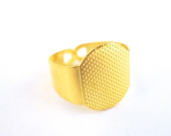 15mm strong ring bases, gold plated adjustable ring blanks, pick your amount, A74