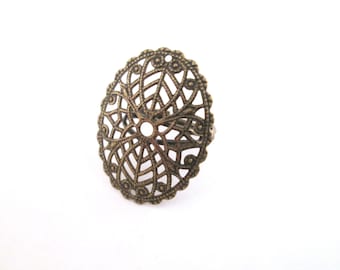 pick your amount A291 oval brass filigree rings 30x24mm