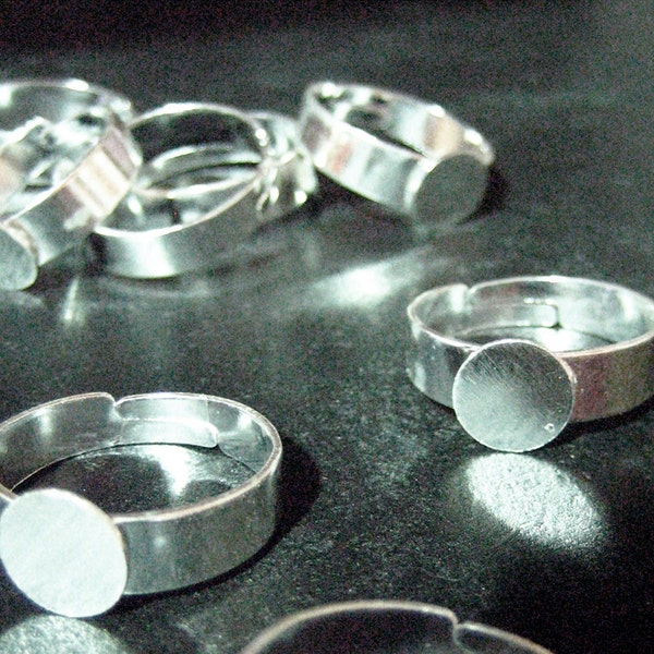 8mm adjustable ring base, silver tone, Pick your amount, A77