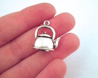 Silver Plated Teapot Charms, Tea Pot Pendants C192