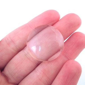 10 25mm round flatbacked glass cabochons, 1 inch crystal clear flat backed magnifying dome cabs