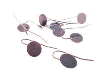 Ganchos redondos de 10 mm para pendientes, chapados en latón y con pegamento, para pendientes de bronce (a elegir la cantidad deseada), C28