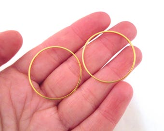 Vingt connecteurs ronds plaqués or 30 mm, breloques ronds dorés, F184