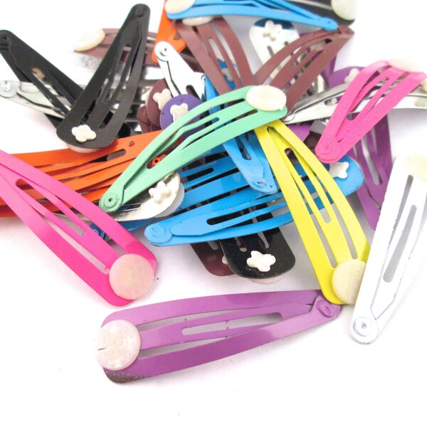 DESTASH 50 B grade Assorted Snap Hair Clip Barrettes With a Glue On Pad