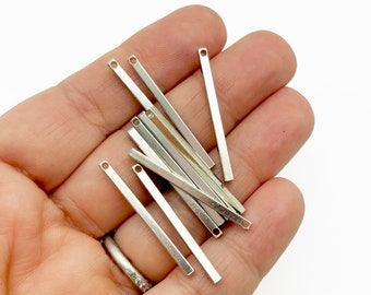 10 30mm Silver Tone Bar Pendants Long Bar Charms 30x2mm A114