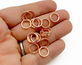 40 Rose Gold Plated 10mm Circle Connectors, Round Linking Ring Pendant Circle Links, A209