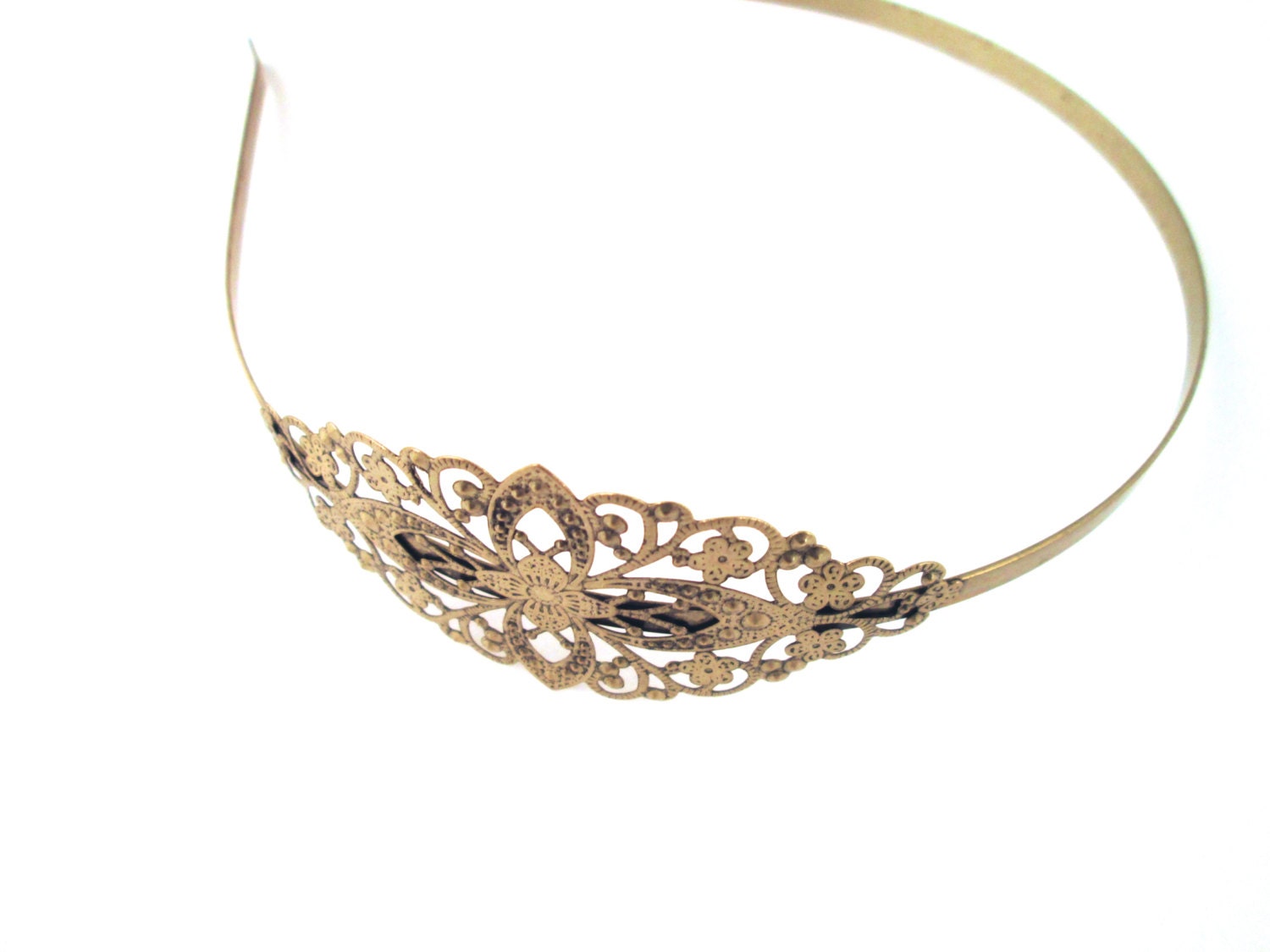 DESTASH SALE 真鍮フィリグリーヘッドバンド3個、75 x 35 mmパッド付き