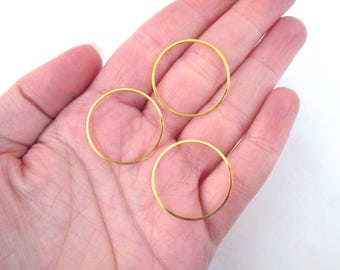 25 Gold Plated Circle Connector Charms, Gold Round Connecter Pendants, 25mm Linking Rings, F83