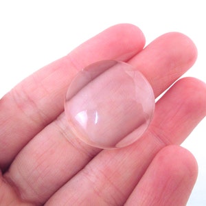 50 one inch or 25mm flatbacked glass magnifying cabochons, round flat backed crystal clear cabs