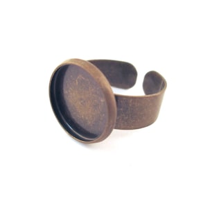 14mm brass plated bezel ring blanks with an open adjustable back, bronze ring bases A94