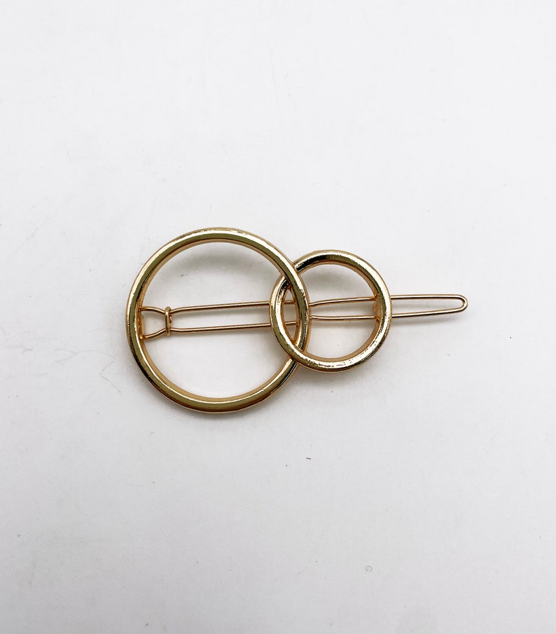 Two Large Gold Tone Round Double Circle Hair Clip Blanks Uv - Etsy