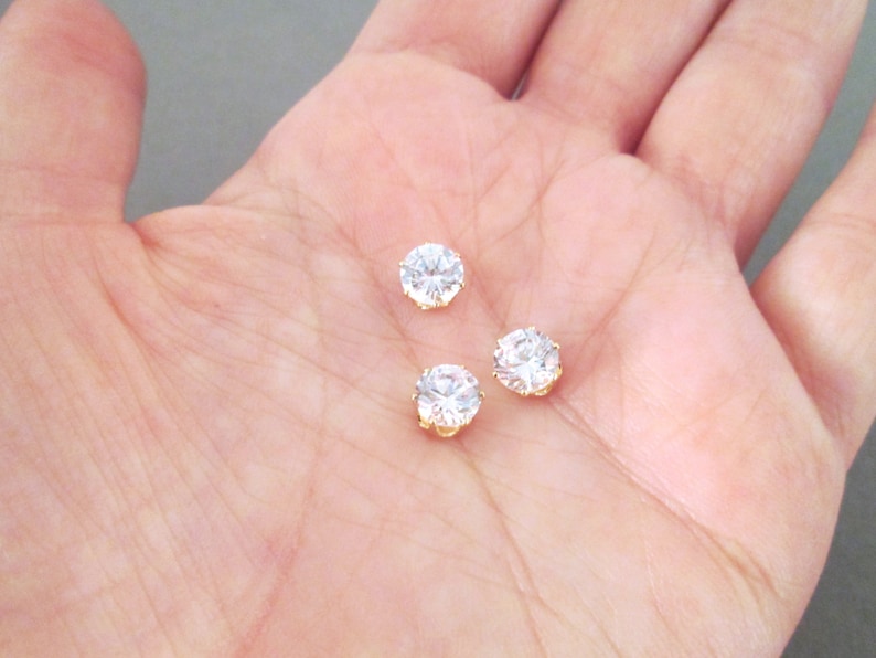 6mm Cubic Zirconia in 14k Gold Plated Settings Pick Your Etsy