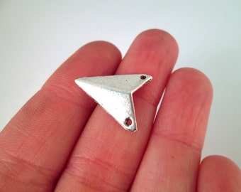 Triangle Connector Pendant Charms, Silver Plated Connecters, 18x16x4mm, L448