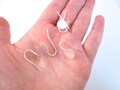8mm Round Silver Plated Earring Blank Hooks, Diy Glue On Base Ear Findings, pick your amount, C65