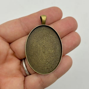 30x40mm brass oval bezel pendant settings, bronze diy charm bases blank trays, pick your amount B117