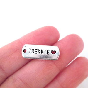 10 Silver Plated "Trekkie" Charms, Star Trek Charms F78