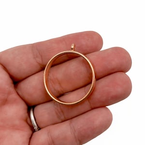 5 Rose Gold Plated Round Open Hoop Bezel Charm Pendants, 25mm Inside, for Uv Resin Crafts, Pressed Flower Blank Base Tray Supplies F102
