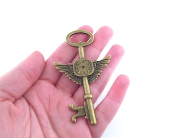 Brass key pendant charms, 78x46mm, pick your amount, D190